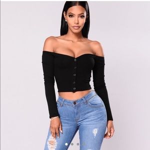 talk that talk of the shoulder top- black